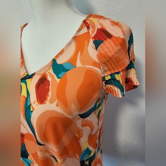 DR2 Ruffle Short Sleeve Flowy Blouse with Fruit Women's Size XS NWOT - Picture 8 of 10